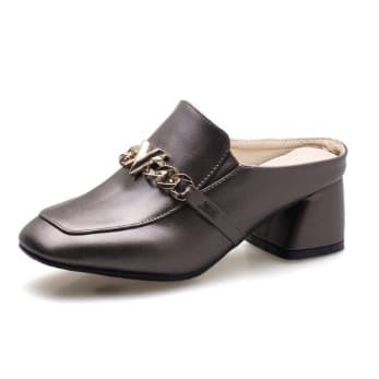 Half Shoes with Chains-Grey