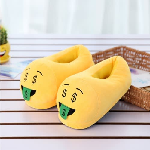 Money Face Plush Indoor Emoji Slippers