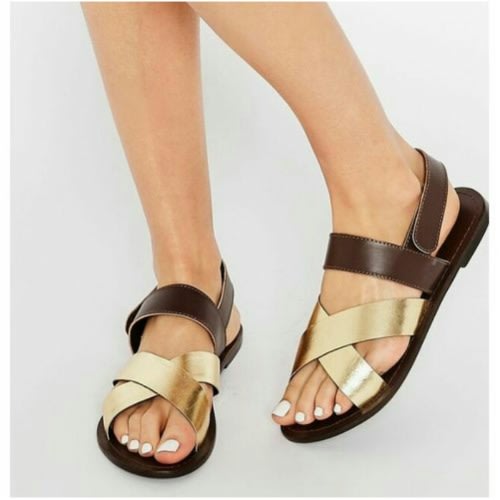 Classy Female Sandals - Gold & Brown