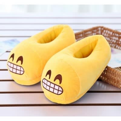 Grinning Emoji Plush Indoor Slippers