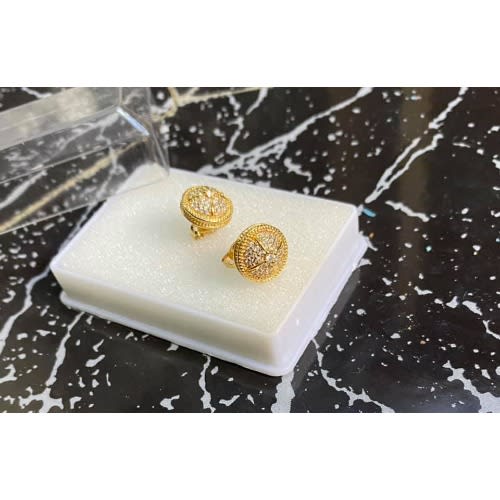 Men's Iced Stud Earrings -Gold