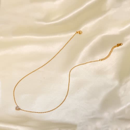 Crystal Love Pendant Necklace- Gold