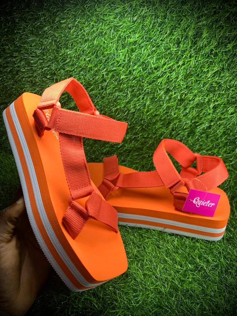 Female Latest Fashion Design Summer Wedge Sandals- Orange
