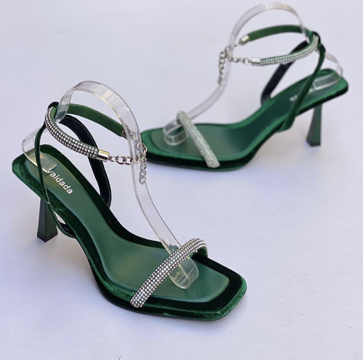 Ladies High Class Rhinestoned Sandals- Green