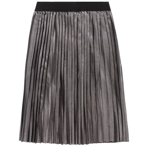 Oasis Faux Black Leather Pleated Midi Skirt