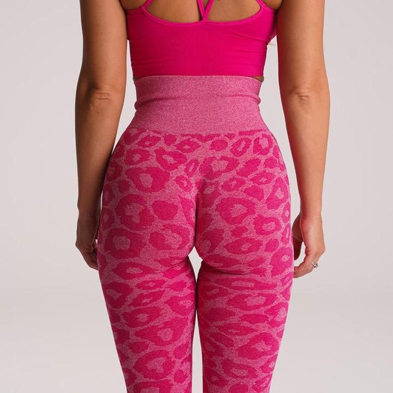 Snowflake color leopard pattern cropped pants hip lifting animal pattern outdoor sports seamless Yoga Pants