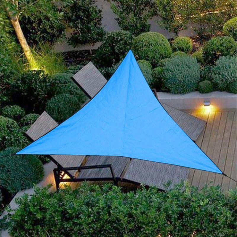 300*300*300cm Triangular Waterproof UV Sun Shade Sail Pad Mat Garden Patio Cover Awning Canopy Shelter For Tent Tarp Rain Pool Hammock Camping W/ Bag Blue
