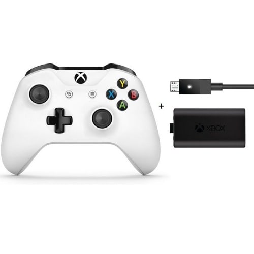 Official Xbox One Wireless Controller Pad with Play & Charge Kit - White