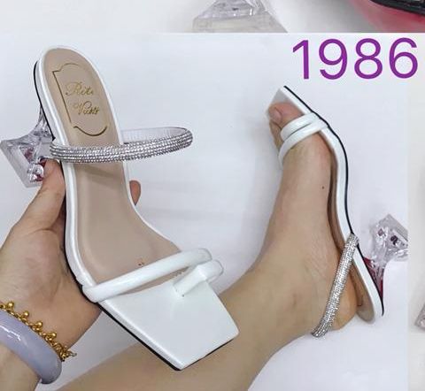 Studded Fashion Heel Sandals - White