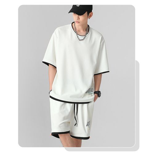 Ice Silk Short Sleeve Casual Sports Set Quick Dried Round Neck T-shirt