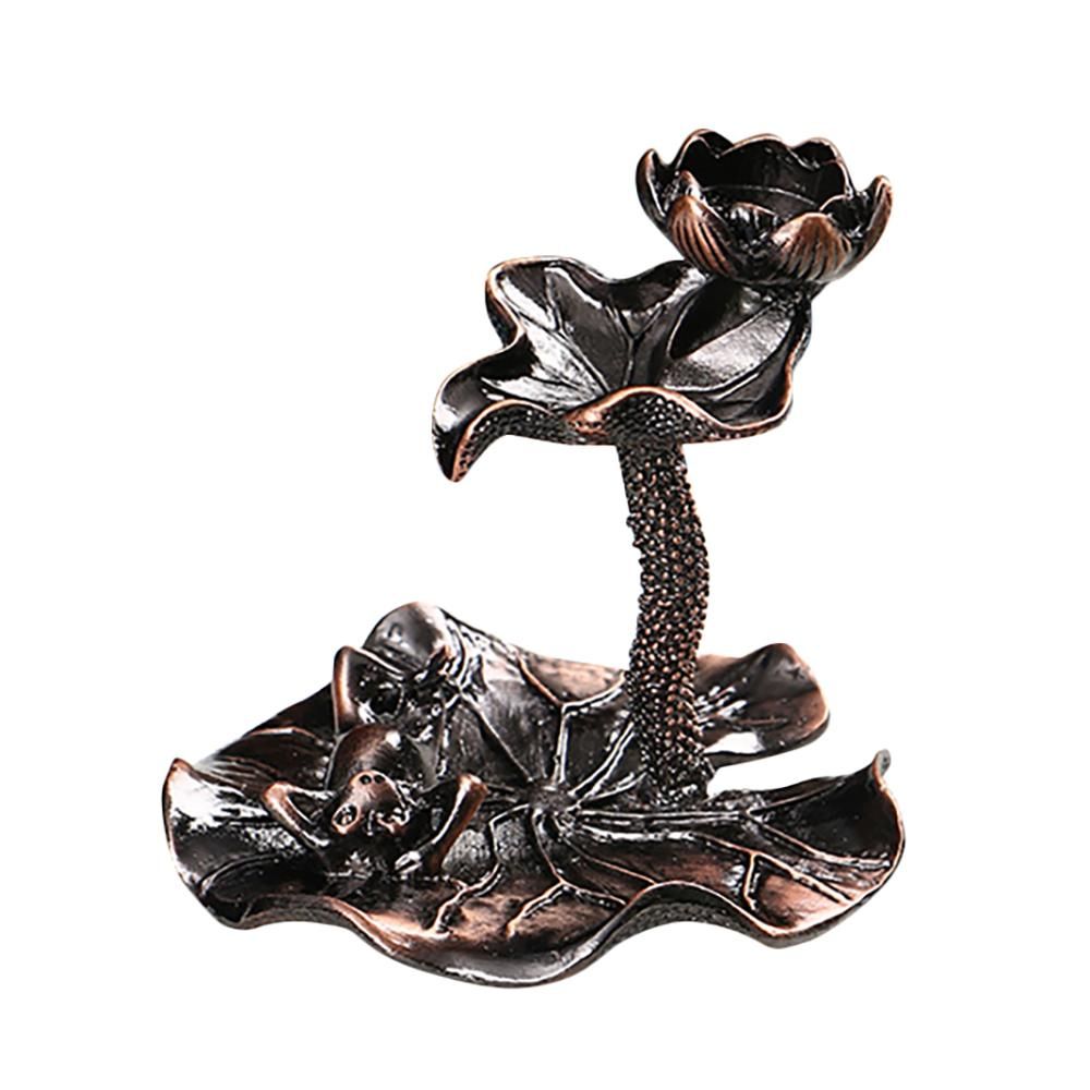 Lotus Leaf Back Flow Censer Tower Incense Burner Backflow Censer Creative Aromatherapy Waterfall Censer Red Copper