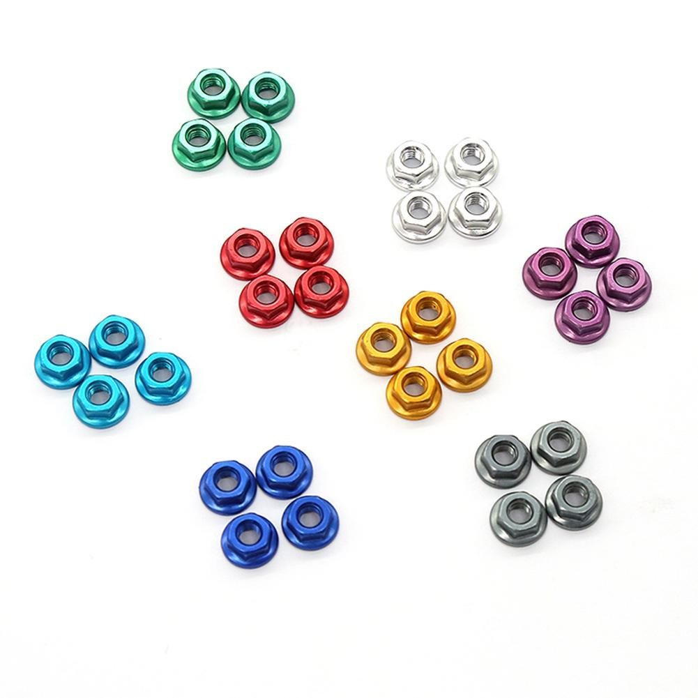8Pcs CNC Metal Flange Lock Nut M4 1/10 1/8 1/14 RC Car