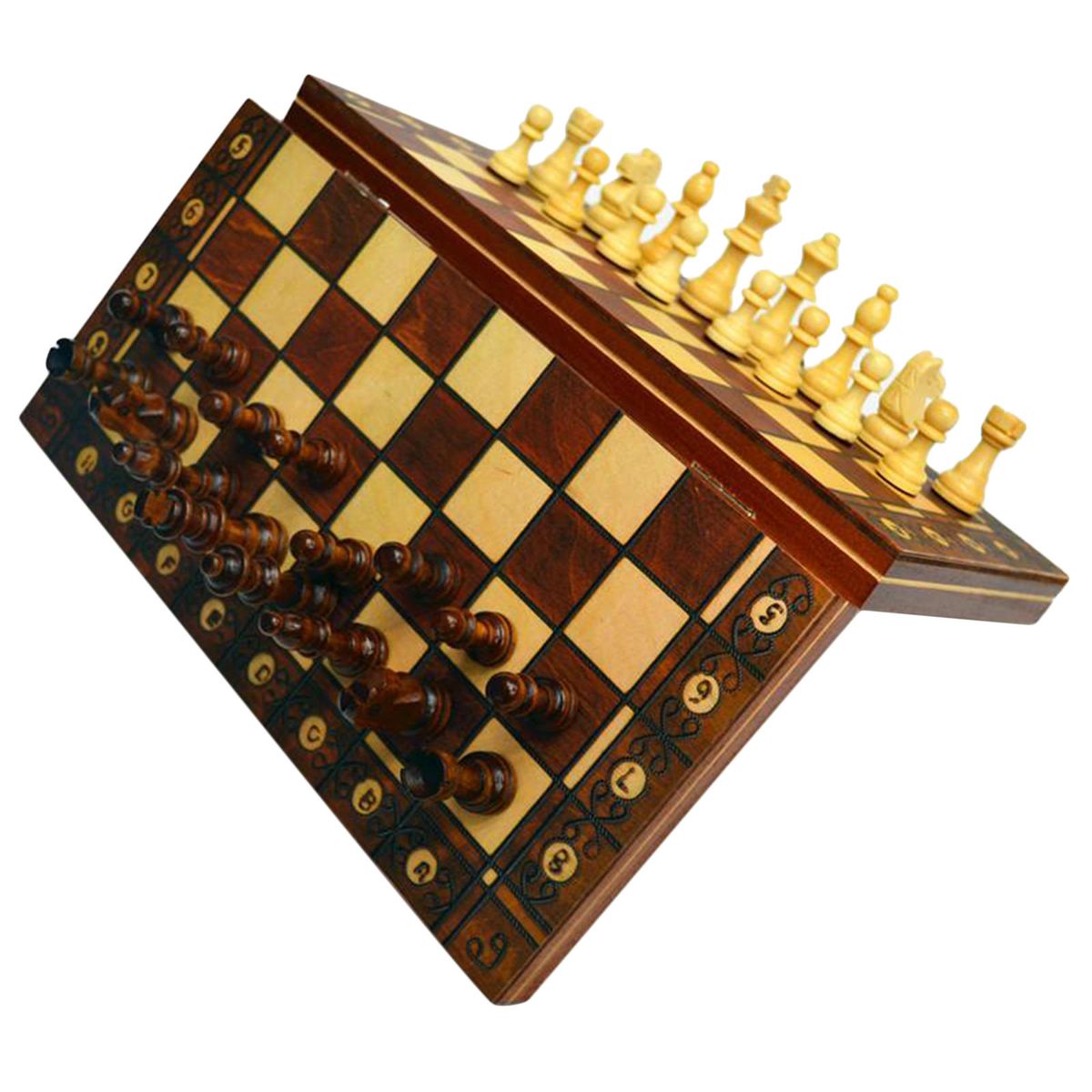 3-in-1 Combo Magnetic Folding Board Game Set Chess Checkers Backgammon