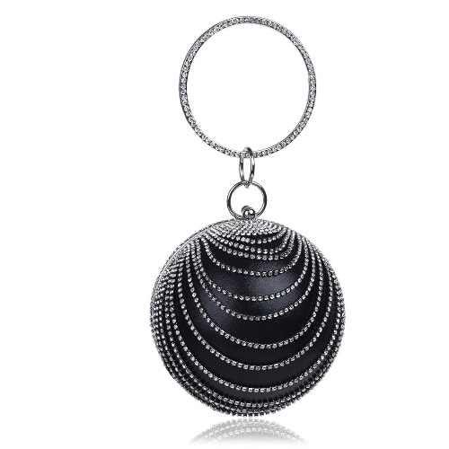 Round Dangling Stone Studded Chain Purse