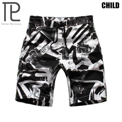 Summer Boy Swim Trunk Printed Boys Beach Shorts Kids-black