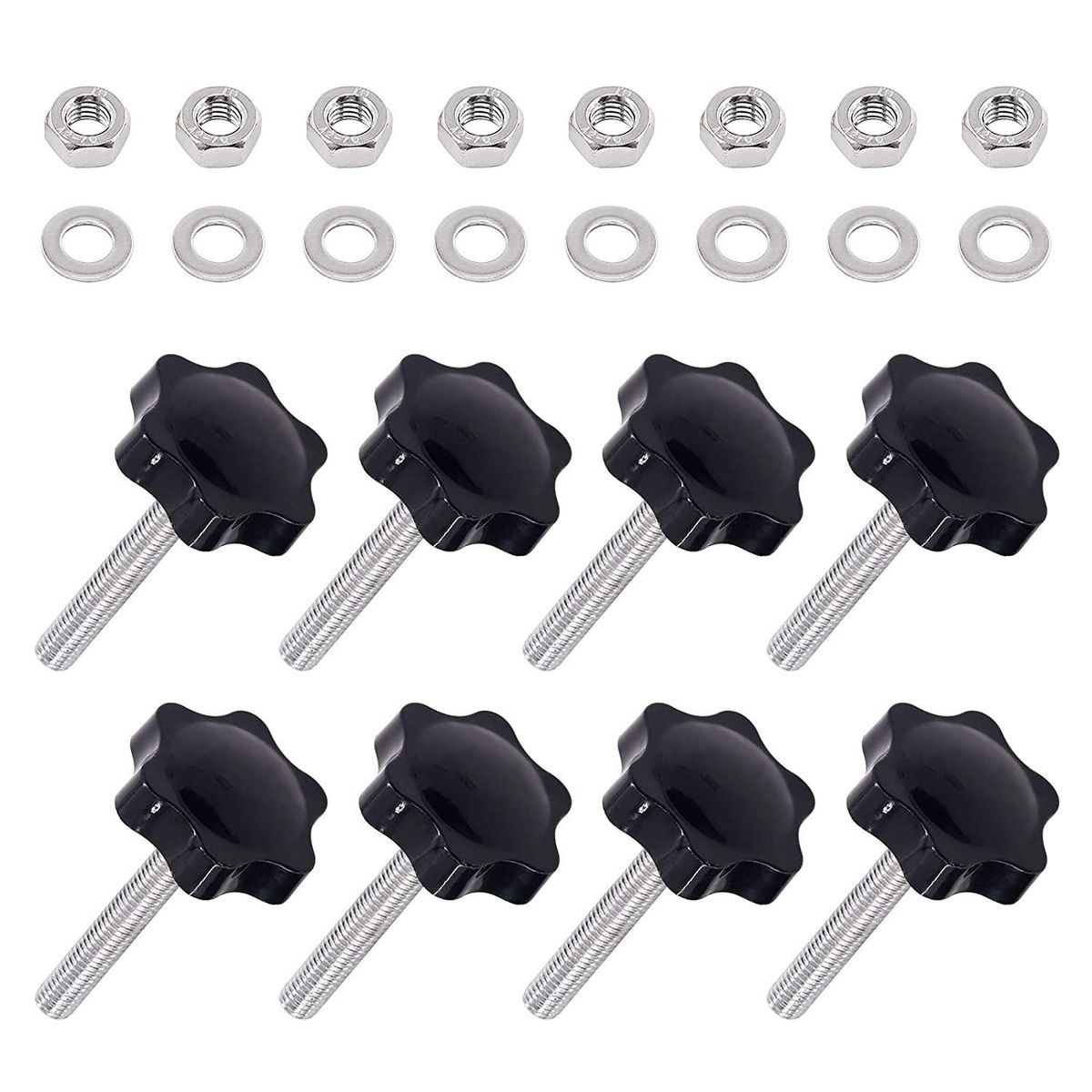 60Pcs M8 x 50 Hex Shaped Male Thread Metal Clamping Hand Sta