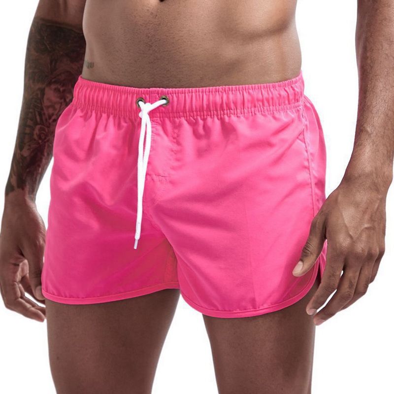 Casual Shorts Mens Summer Beach Swimming Trunks Male Board-Rose Red