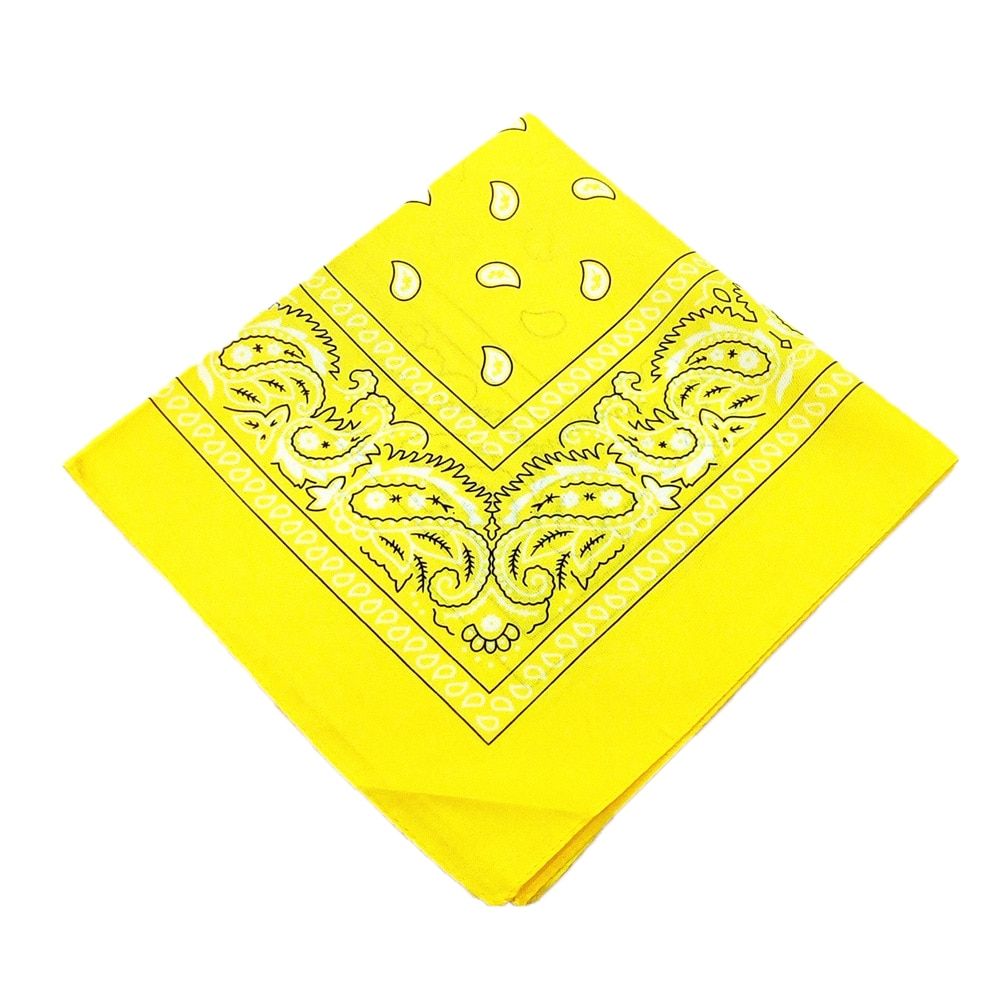 Fashion Bandana Kerchief Head Square Scarves Print Handkerchief Woman Man Hair Band Neck Scarf Sports Headwear Wrap Head Scarf Yellow