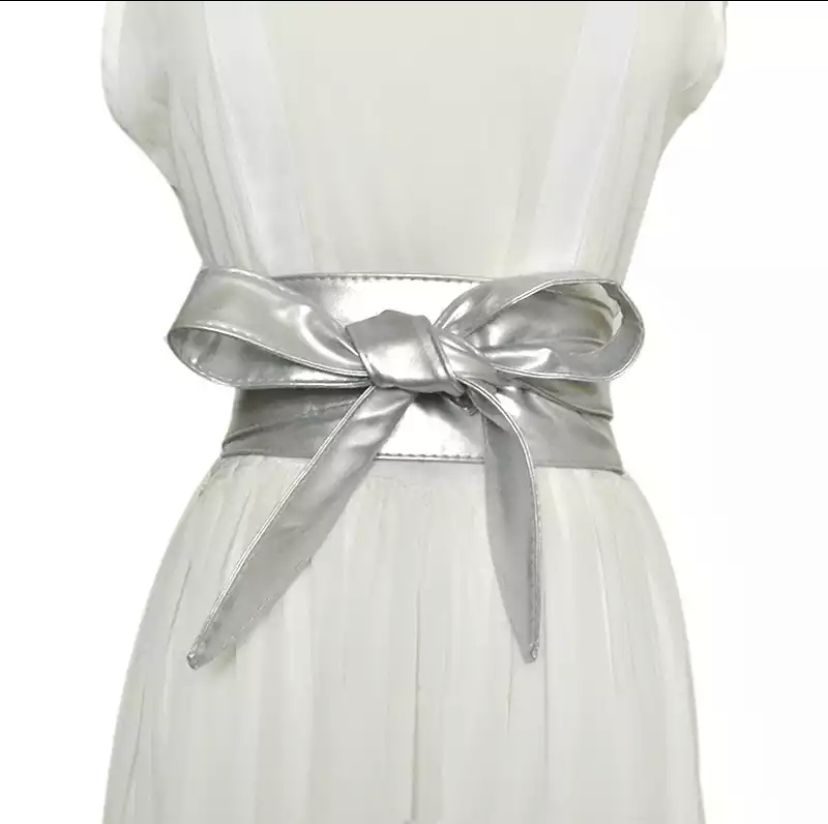 Waist Belt Silver Leather Fashion Wrapping Belt