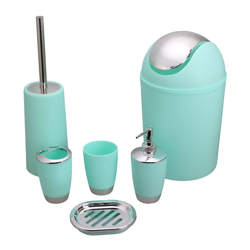 6PCS Liquid Soap Dispenser Toothbrush Toilet Brush Holder Waste Bin Bathroom Accessories Set