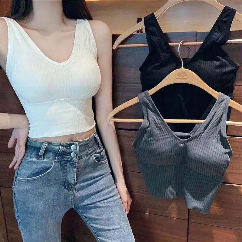 New tank top, V-neck, back, halter, breast wrap, breast pad, no underwire sports