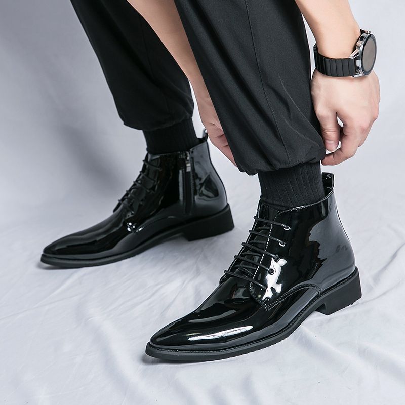 Classic Business Casual Versatile Leather Pattern Fashion Ankle Boots