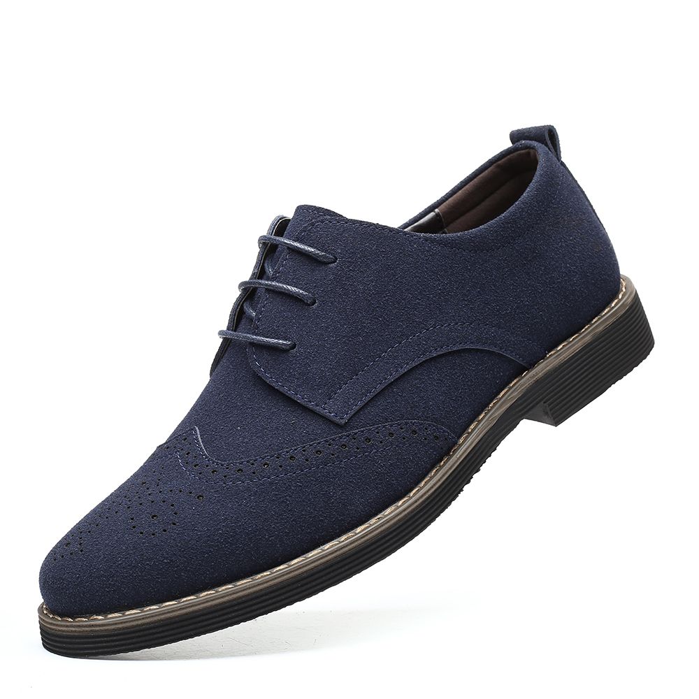 Mens Ankle Low Oxfords Boots Brogue Booties-Blue