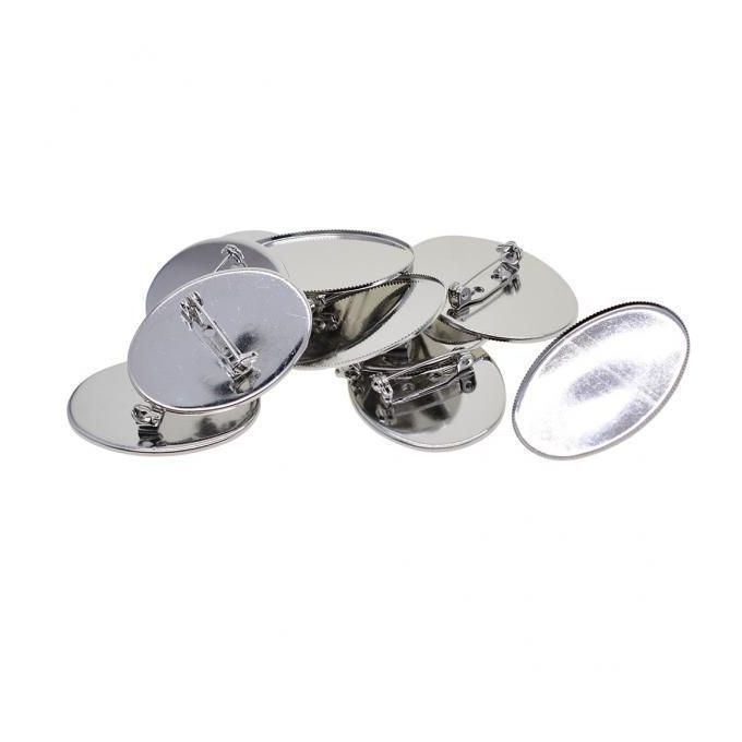 2X 10 Pieces Cabochon Brooch Setting Blanks Oval Brooch Pin Bezel Tray