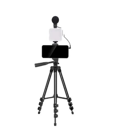 Phone Vlog Video Kit With Tripod Microphone Led Light Remote