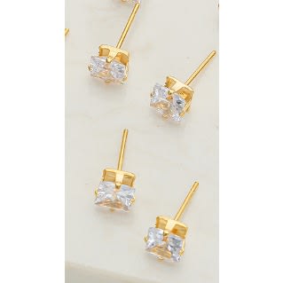 2 Pairs Bold Diamond Transparent Iridescent Crystal Stud