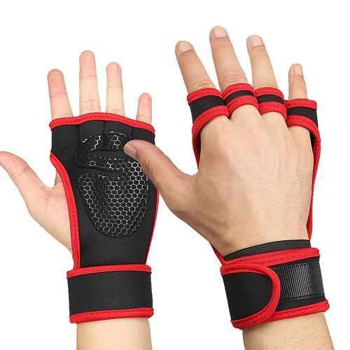 Weight Lifting Gym Sport Fitness Gloves For Men Women（Red）