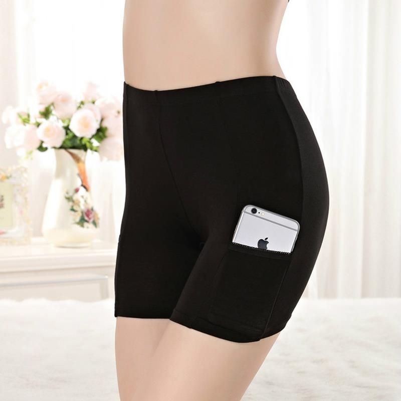 (Flat With Pocket)Soft And Comfortable Cotton Material Boxer Shorts Safety Pants For Women Panties Plus Big Size High Waist Ladies' Underwear XXL DOU
