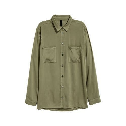 Long Sleeved Viscose Blouse-green