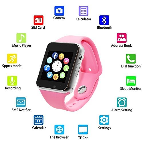 A1 Smartwatch With Sim And Memory Card Slot- Pink