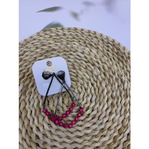Oval Shaped Earrings - Pink