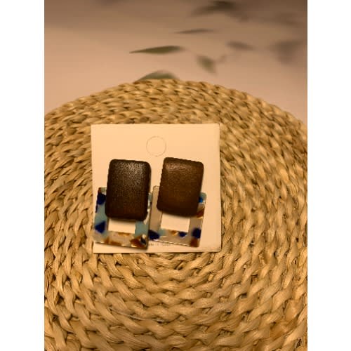 Rectangular Shaped Wooden Earrings