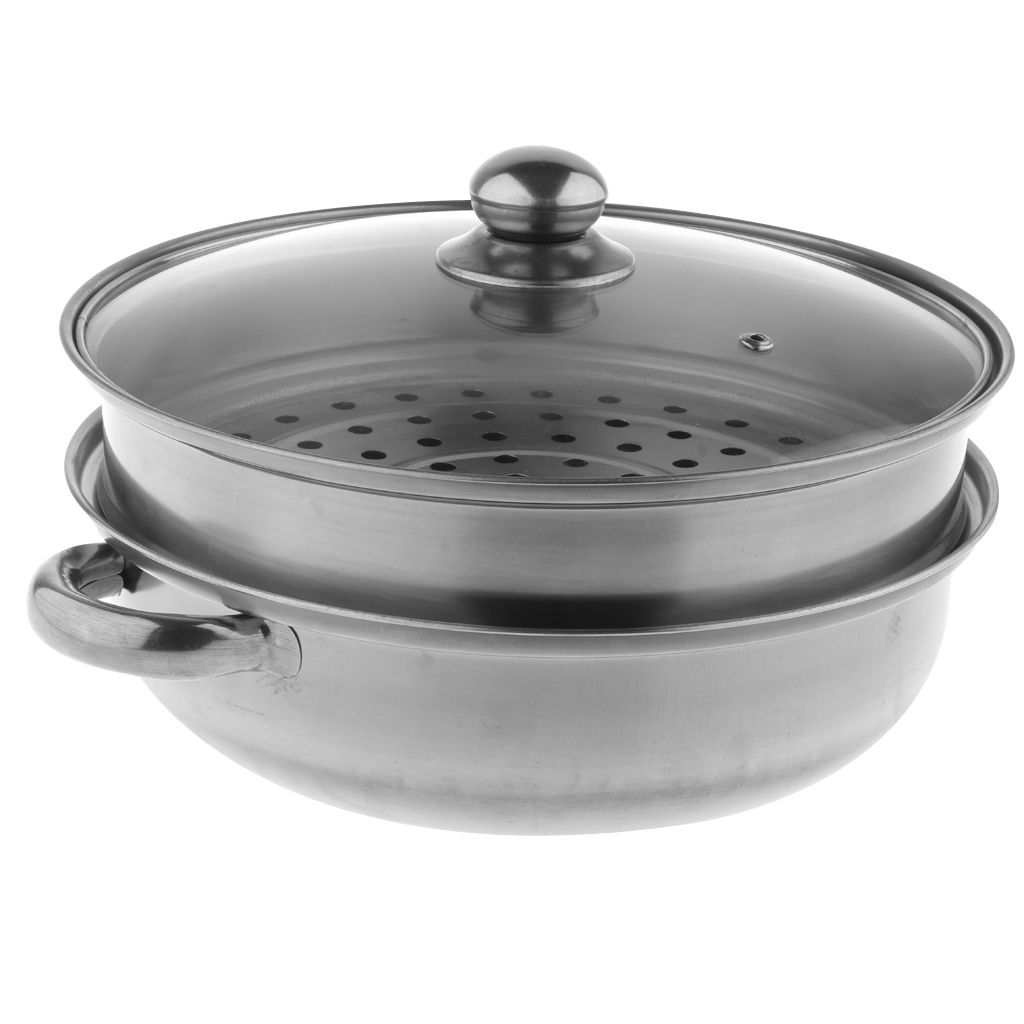 New Stainless Steel Steamer Set 27cm Steam Cooker Kitchen 2 Tier A