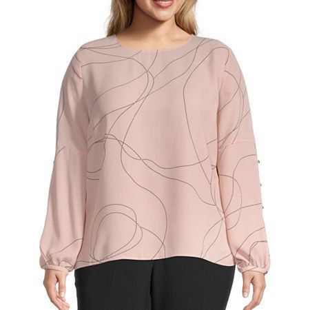Button Long Sleeve Top- Pink Abstract