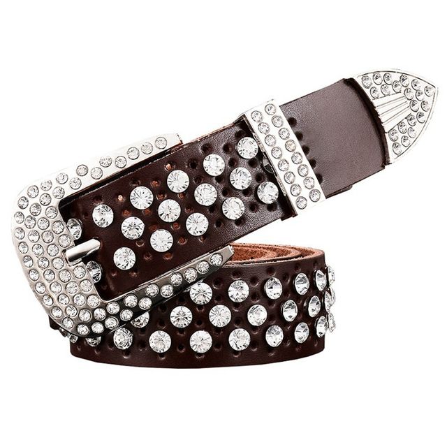 Fashion Strap Diamond Belt Western Crystal Studded Belt Cowgirl Cowboy Rhinestone Belt For Women And Men(#Style C8)
