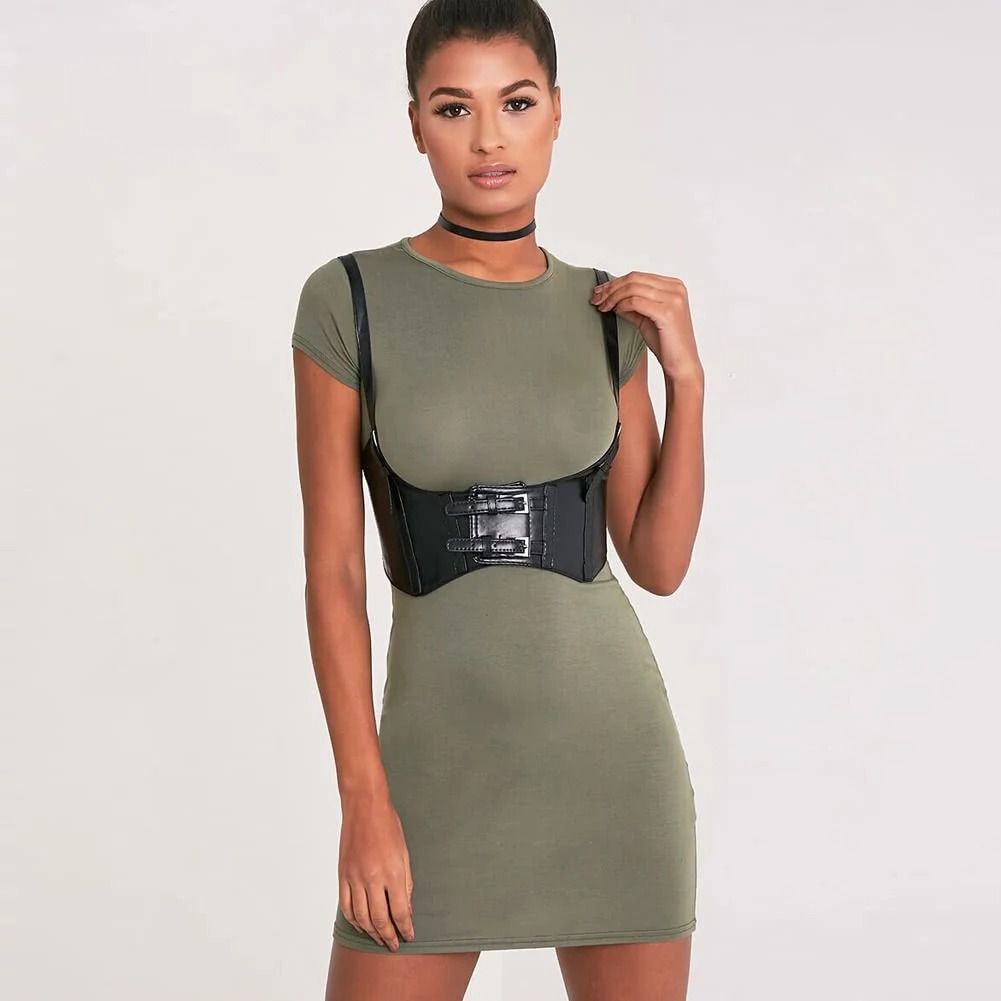 Women Men Leather Corset Belt PU Wide Waist