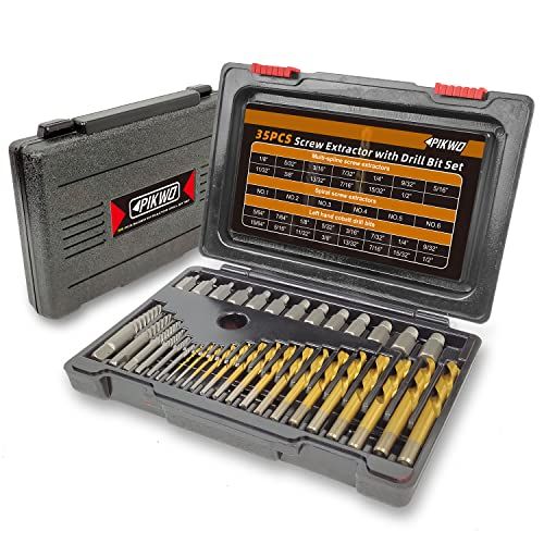 PIKWO 35Piece Screw Extractor And Drill Bit Set Bolt Extract