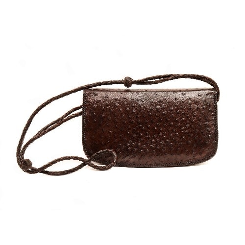 Handmade Ostrich Skin Leather Cross-body Bag