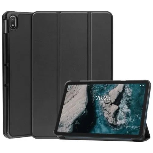 Leather Flip Case For Nokia T20 - Black
