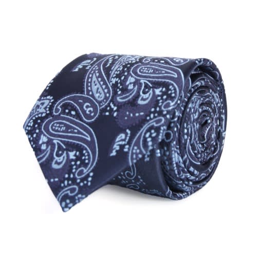 Blue Paisley Patterned Silk Tie