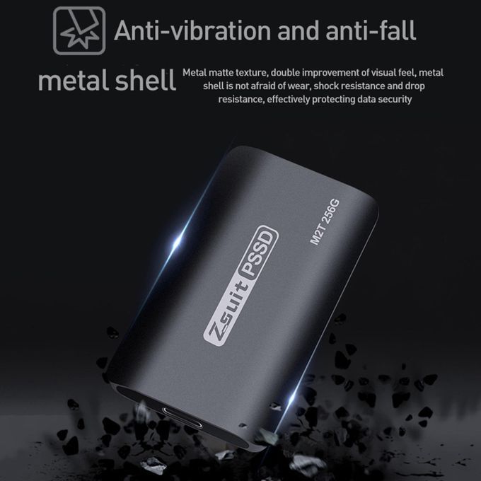 Portable Gray Aluminum Alloy SSD Type-C External Solid State 1 TB