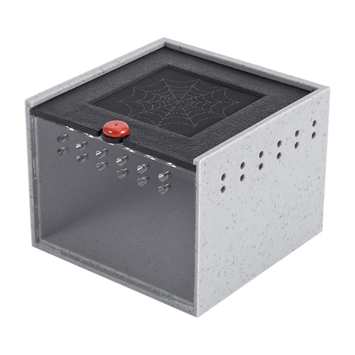 Semi-hidden Space Pet Enclosure Spider Haven View Feeding for Jumping White Grey
