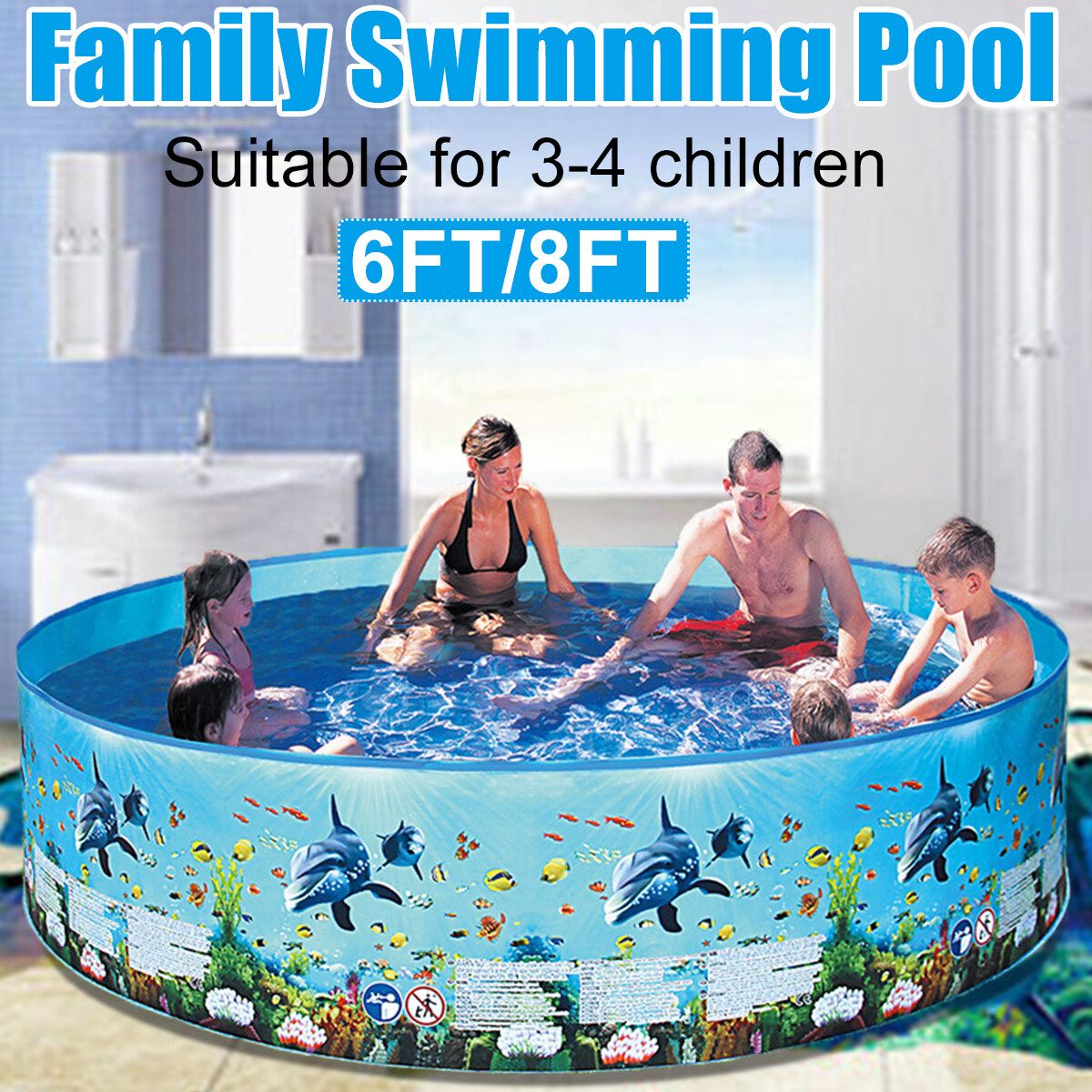 Paddling Pool Non Inflatable Family Swimming Pool Garden Outdoor Summer 6/8FT 183x38cm