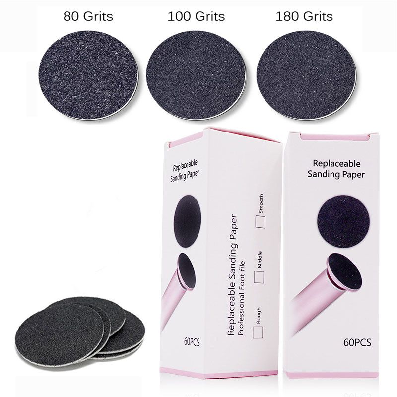 60Pcs/Box Sandpaper Disk For Electric Nail File Callus Dead Skin Remover Foot Scrub Professional Sanding Paper Pedicure Tools