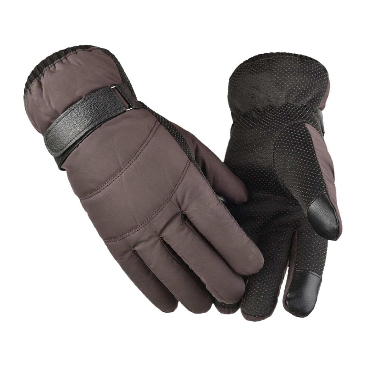 1 Pair Ridding Warm Touch Screen Full Finger Brown