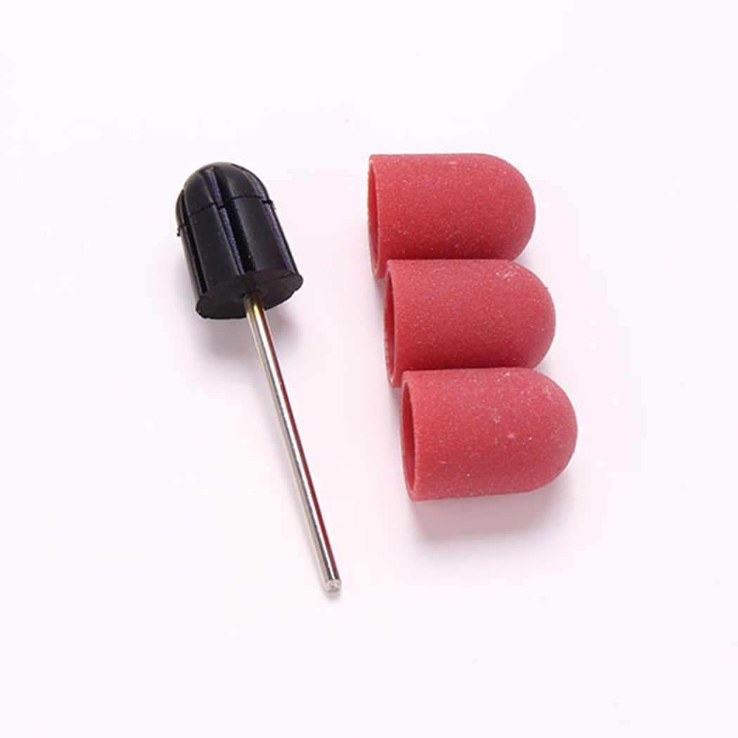 3PCS Electric Nail Drill Bit Block Sanding Caps Band Rubber Mandrerip Milling Cutter Manicure Pedicure Tools Accessory
